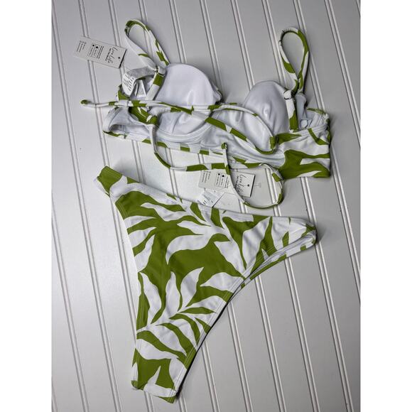 NWT Cupshe Two Piece Swimsuit Palmer Lace-Up Bikini Top Hi-Rise Bikini BUNDLE M - Picture 4 of 6